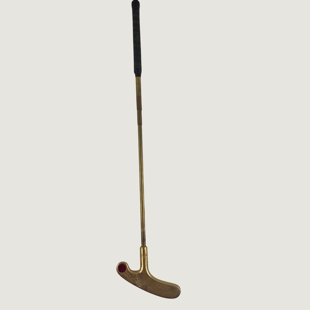 Vintage Telescoping Brass Golf Putter Red Jewel Sight Dot Compact Club